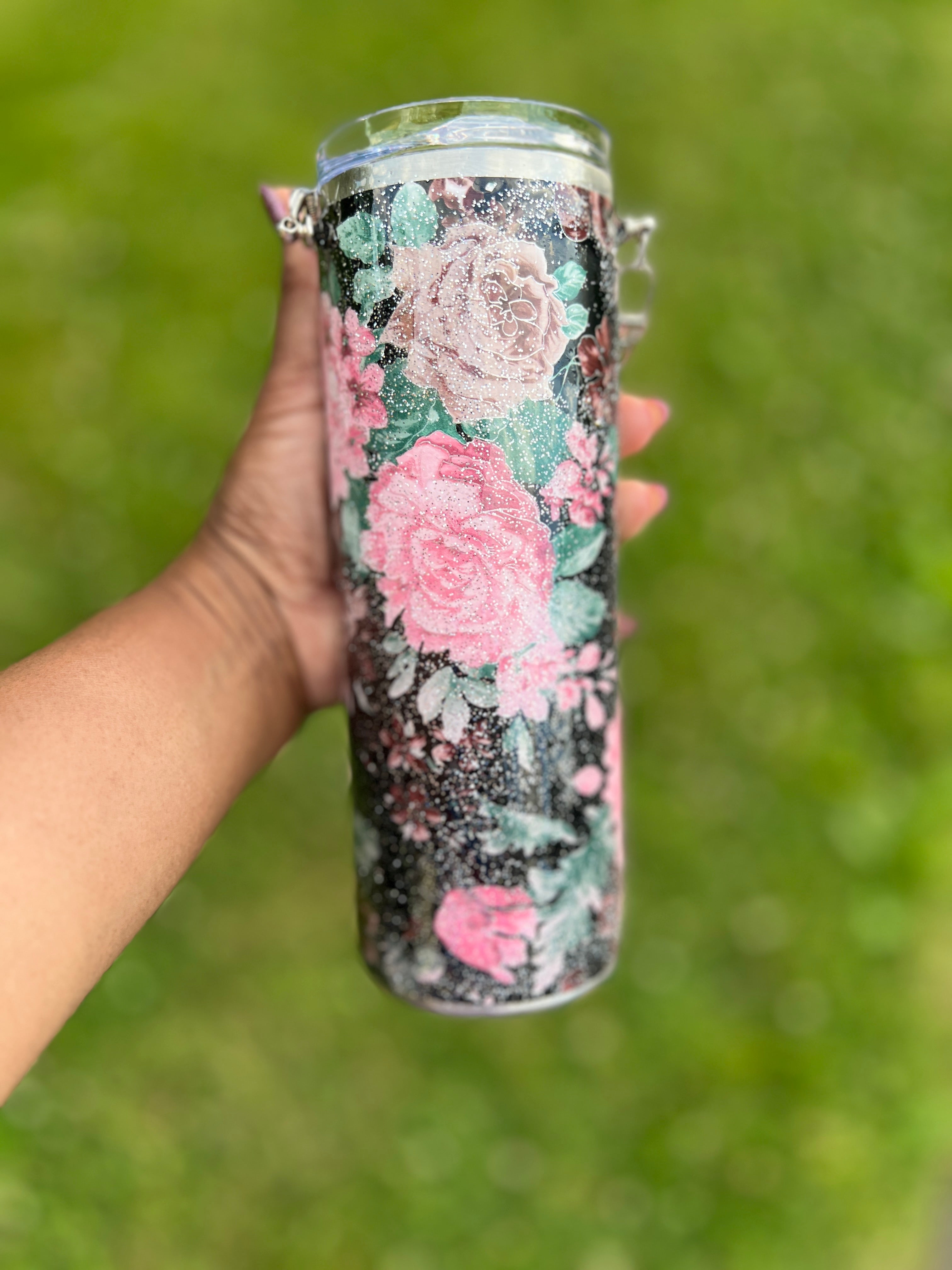 Glitter Floral Purse Tumbler