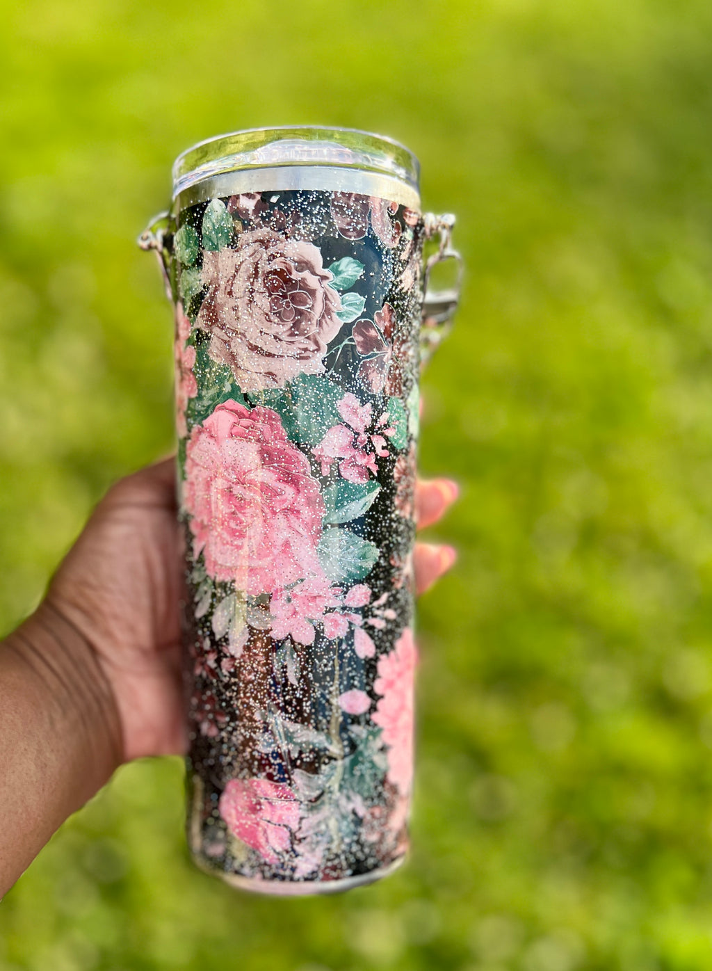 Glitter Floral Purse Tumbler