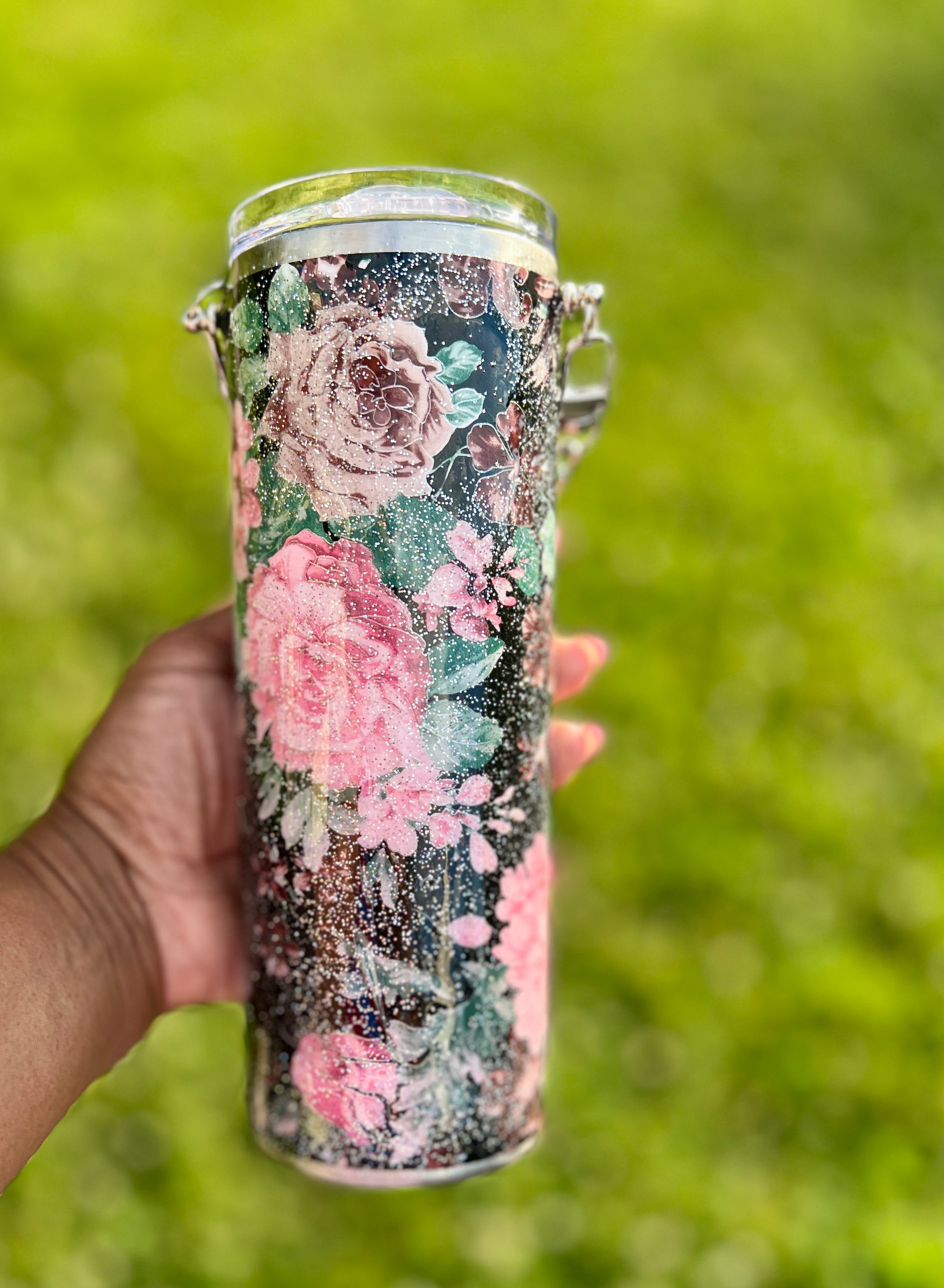 Glitter Floral Purse Tumbler