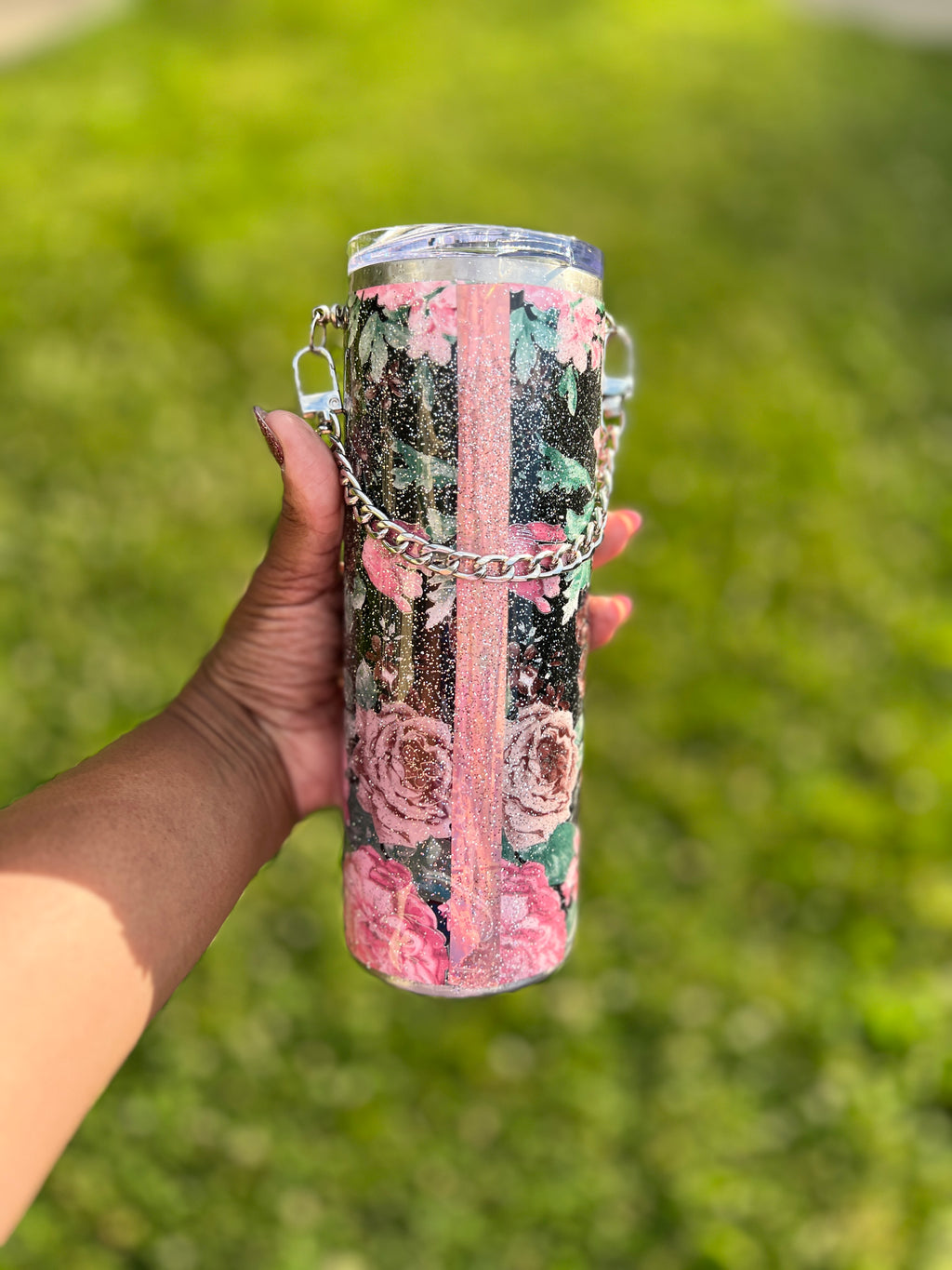 Glitter Floral Purse Tumbler