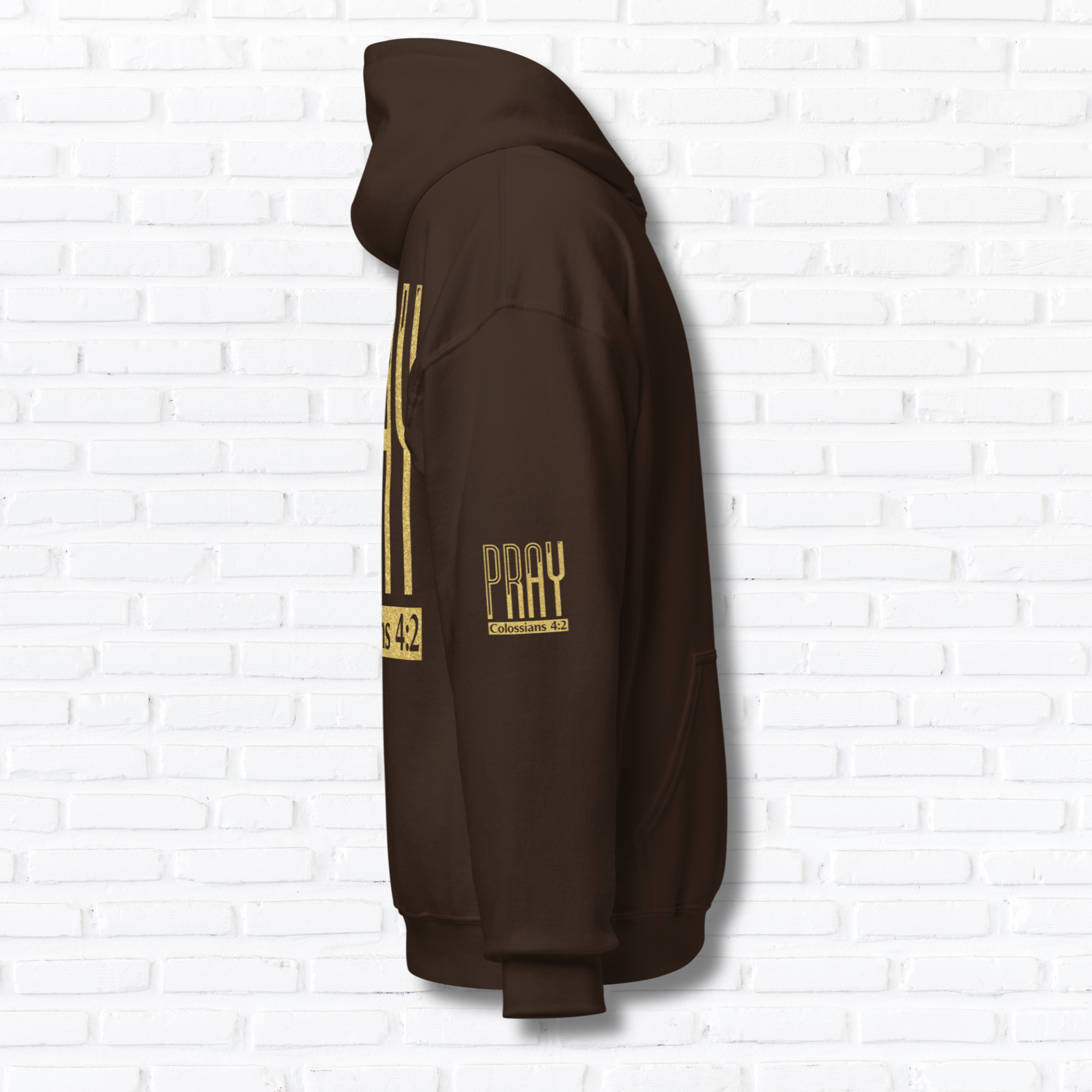 Pray Hoodie Glitter Gold