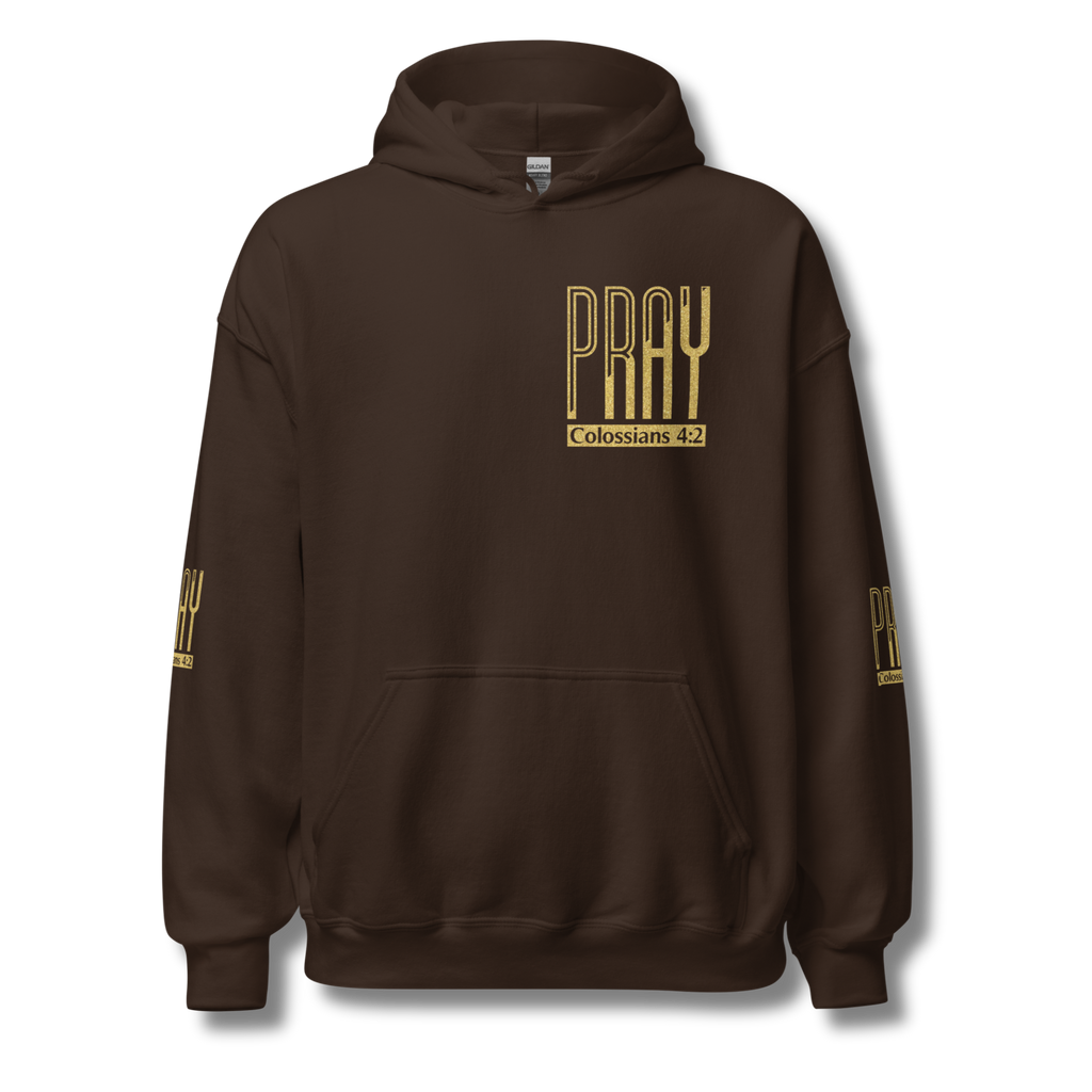 Pray Hoodie Glitter Gold
