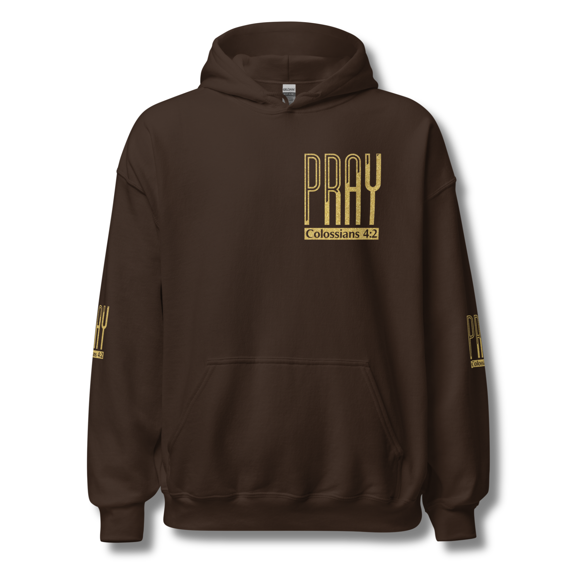 Pray Hoodie Glitter Gold