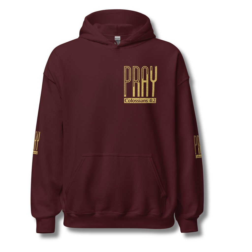 Pray Hoodie Glitter Gold
