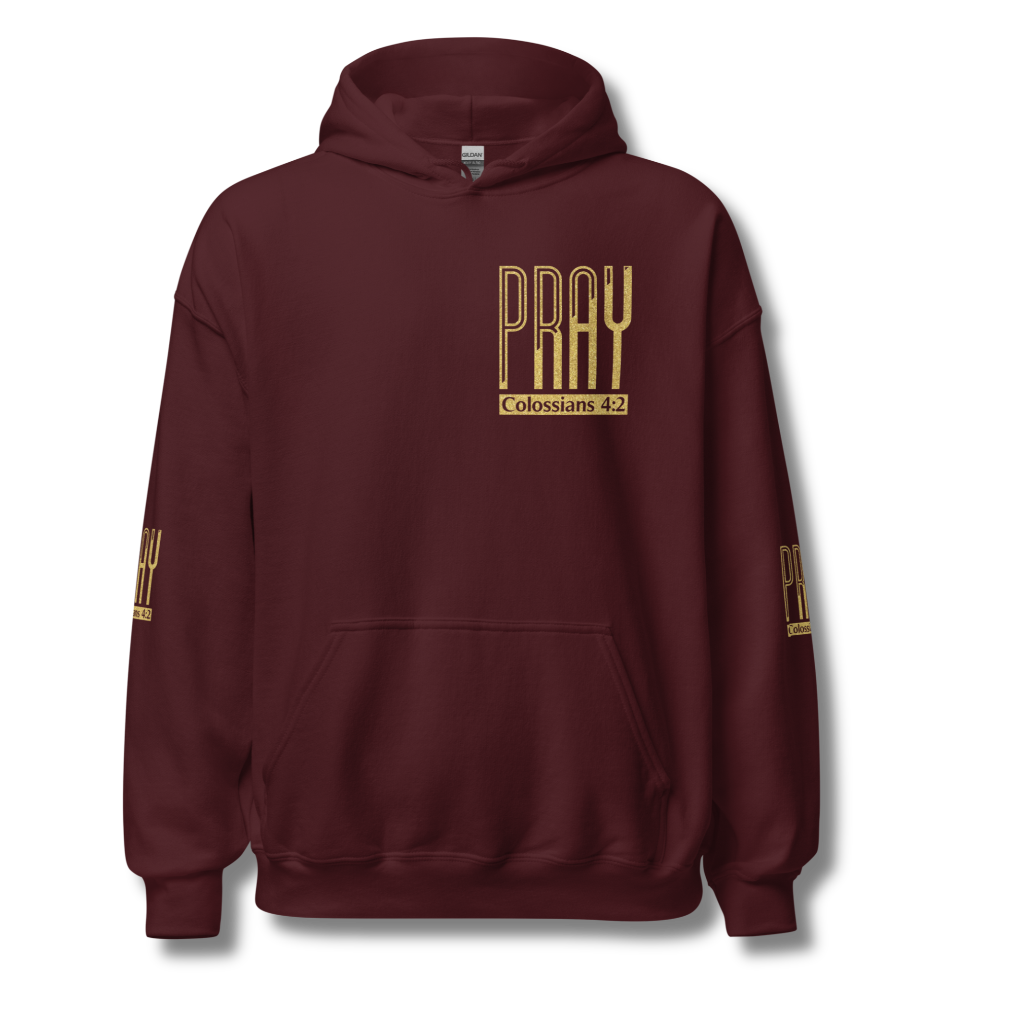 Pray Hoodie Glitter Gold
