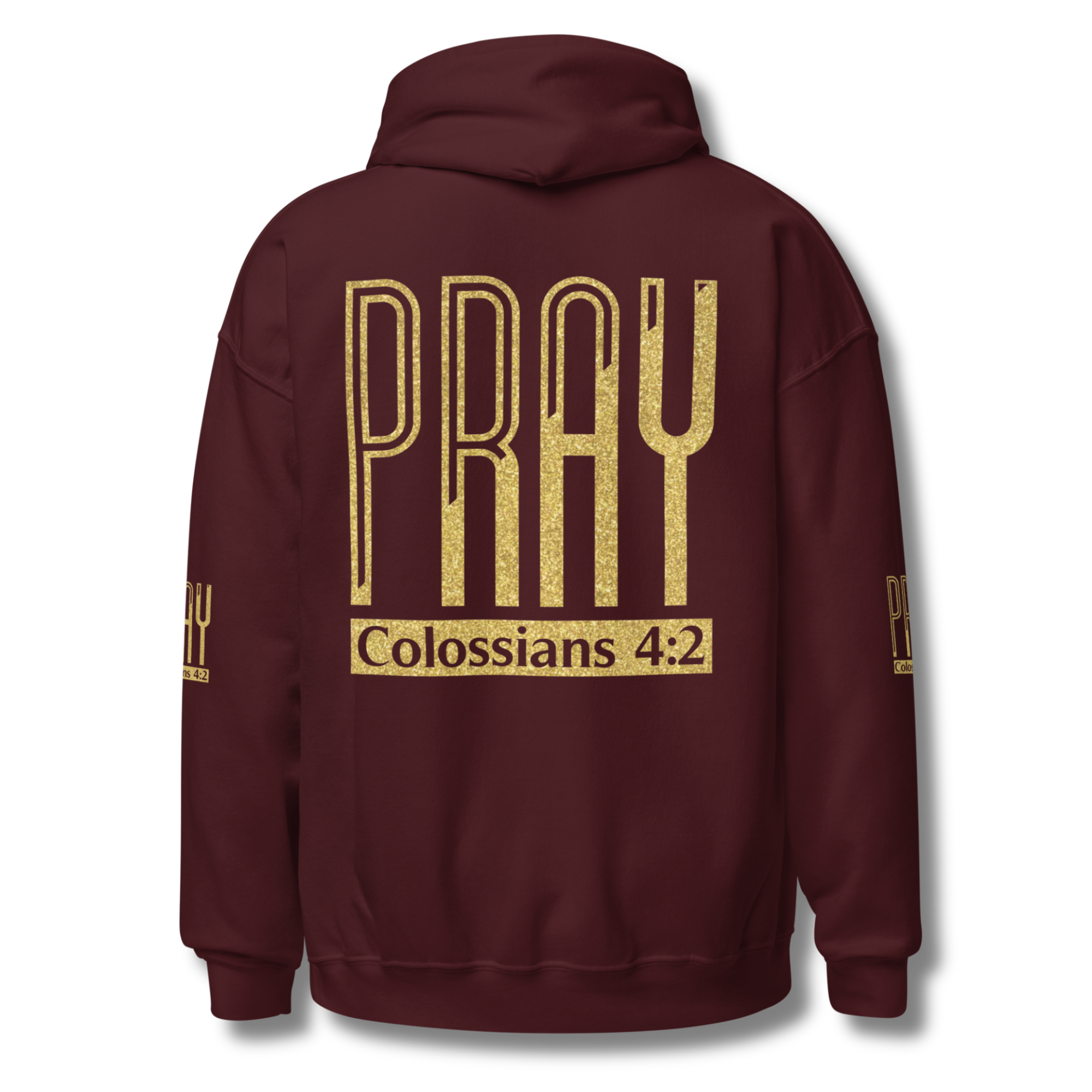 Pray Hoodie Glitter Gold
